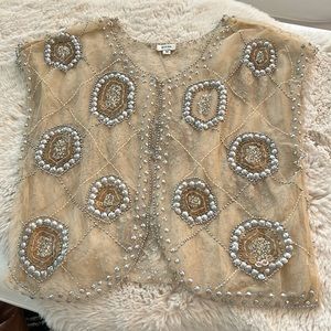 MOYNA Beaded Lace Studded Vest size Med
